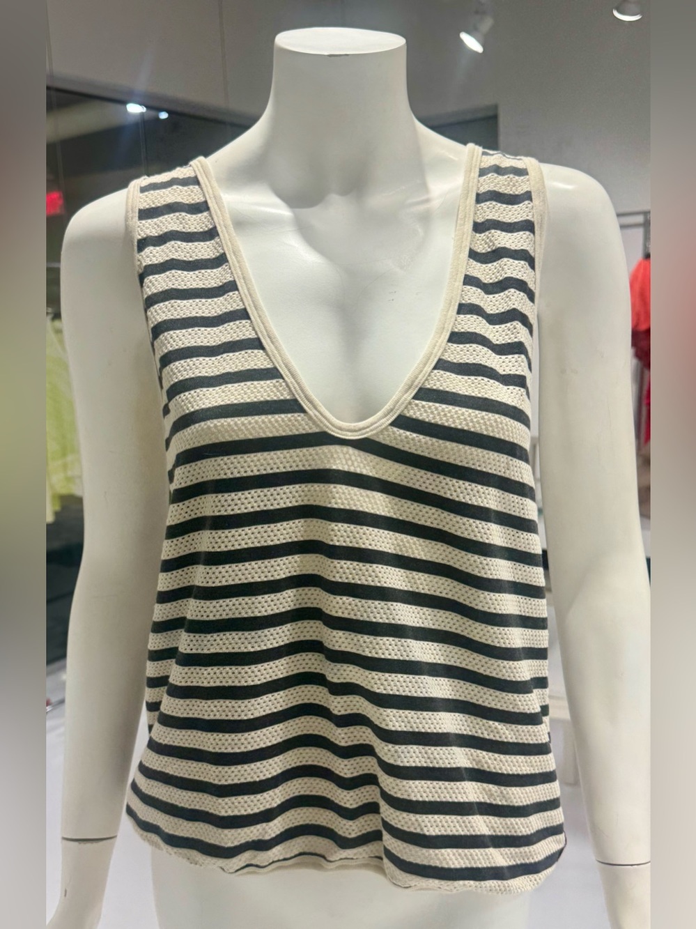 Hard Tail stripe tank with twist back worn only once size small cream/charcoal